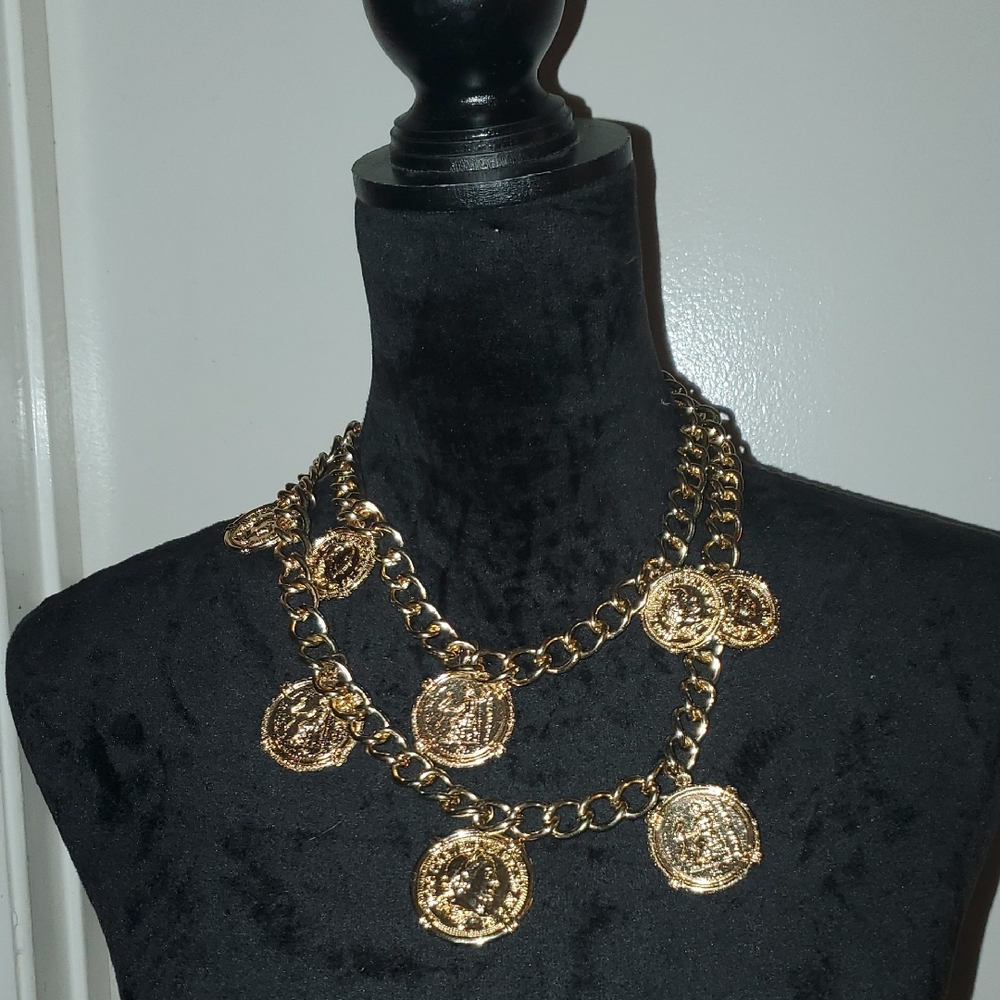 Gold Coin Chain Necklace